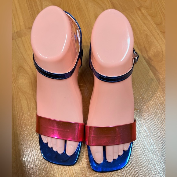 NWOT - Colour Block Rhinestone Decor Heeled sandals (US 6.5) - Picture 6 of 11